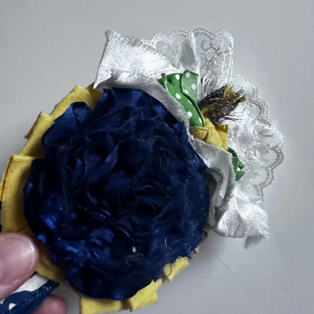 Girls Yellow and Blue Flower Headwrap